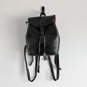 Rare True Vintage 70's Genuine Leatherwork Black Western Satchel Backpack Mexico